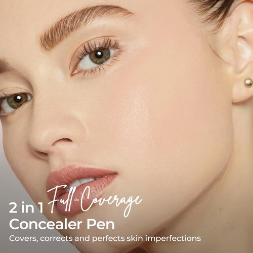 SACE LADY 2-in-1 Full Coverage Concealer Pen - Dual-End Waterproof Stick for Dark Circles & Blackheads | Lightweight (#01 Light Natural)