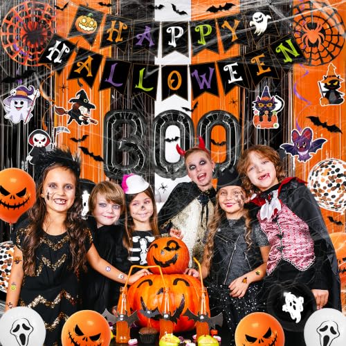 Halloween Party Decorations Bundle with Banners Balloons & Web