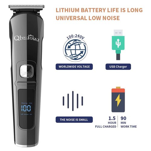 QBZDOUA Mens Hair Clipper Beard Trimmer Cordless Mens Grooming Kit Trimmer for Beard Head Face and Body Waterproof IPX7 LED Power Display