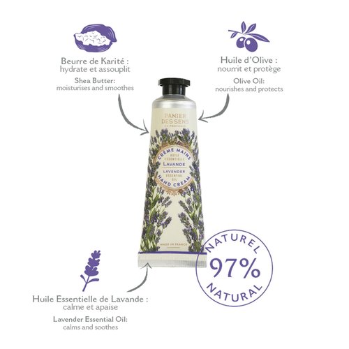Panier des Sens - Mini Hand Cream Set - Gifts for Women - Rose, Lavender, Verbena Natural Hand Cream - Mothers Day Gift Ideas Made in France - 97% Natural - Hand Lotion Travel Size 3x1 Floz