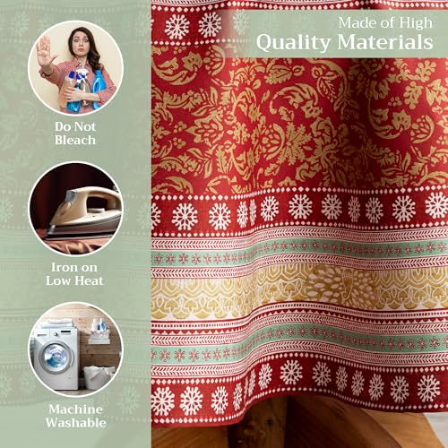 Sofia 63-Inch Round Cotton Tablecloth - Reusable Holiday & Fall Decor