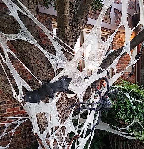 DIY Outdoor Spider Web Decoration 26.9X12.46ft Halloween Cobweb Netting - Stretchy Webbing for Haunted House & Yard Decor