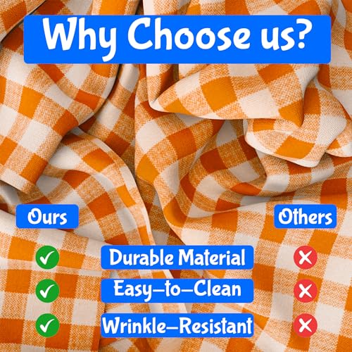 Orange Gingham Plastic Tablecloth Roll 40 x 100 ft for Parties & Events