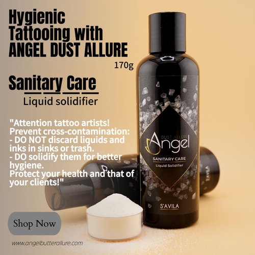 Angel Dust Allure - Tattoo Liquid and Residue Solidifier | Absorbent Gel for Ink and Fluids | Safe Disposal & Fast Cleanup | Ideal for Tattoo Studios & Professionals | 170g.
