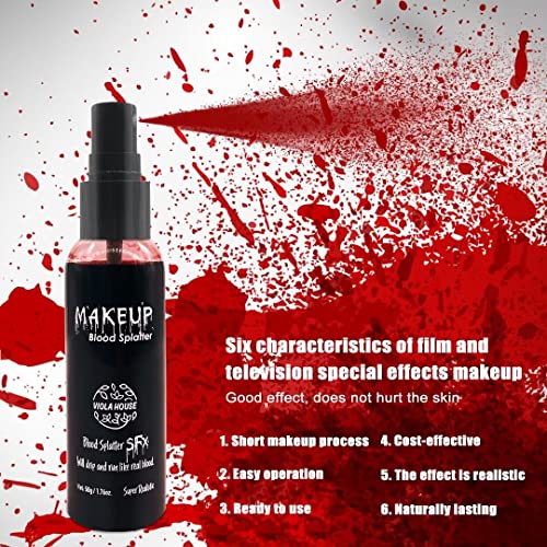 Fake Blood Spray for Halloween & Horror Effects - Washable, Non-Toxic, 50g