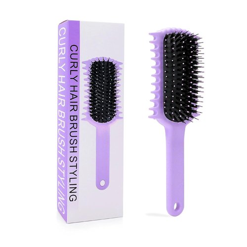 Skiennix Curly Hair Brush - Volume Curl Defining Tool for Easy Detangling & Styling | Purple