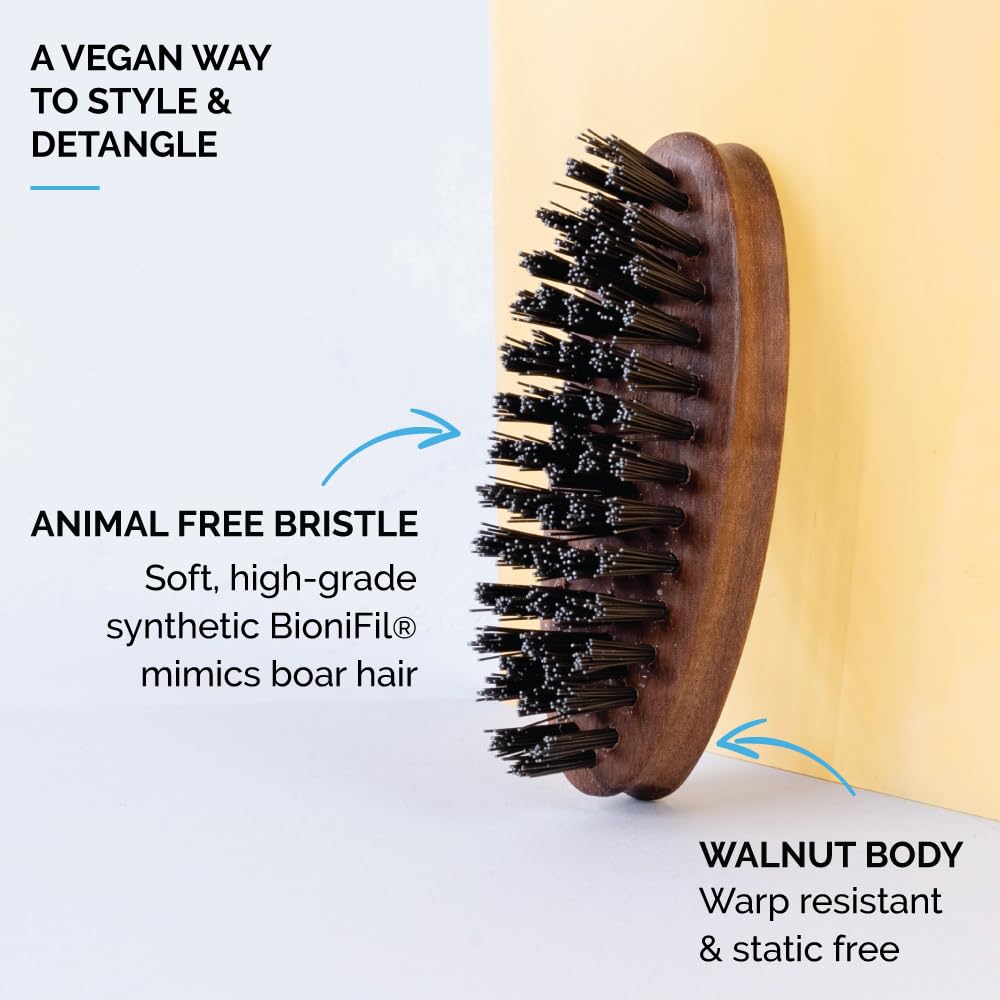 ZEUS Vegan Pocket Beard Brush, Soft Bristle & Animal-Free Grooming Brush for Taming & Styling Beard – Made in Germany (N73)