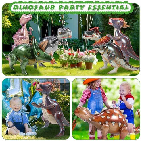 Classic 8 Pack Giant Inflatable Dinosaur Balloons - 25-39 Inches, Standing Party Decor