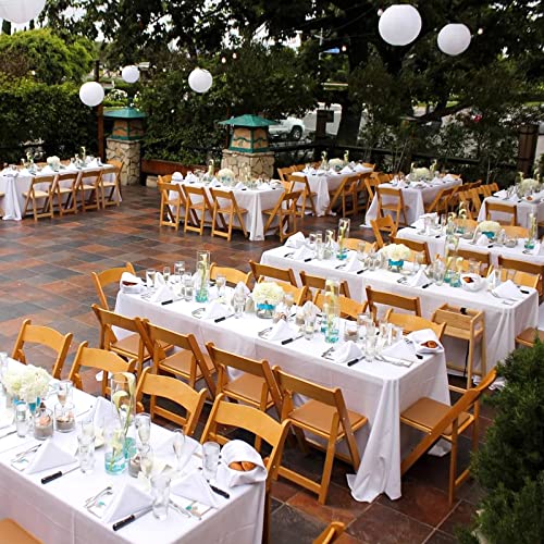 White Polyester Tablecloths 90x156 inch Pack of 6 for 8ft Tables - Wedding & Party Use