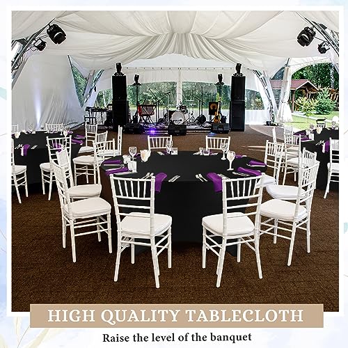 Black 6 Ft Round Spandex Fitted Tablecloth - Elastic Wedding Party Cover