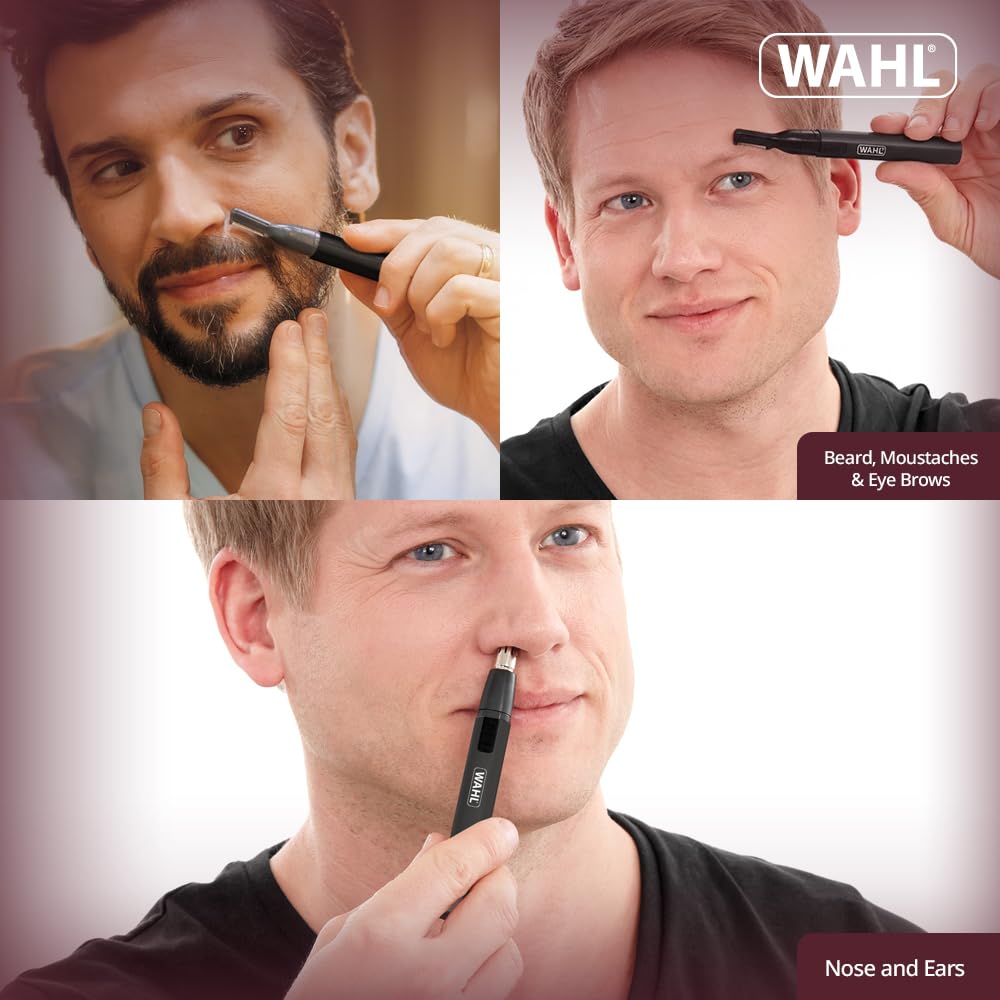 Wahl Canada Premium Lithium Ear, Nose & Brow Trimmer, Power and Precision for Men's Grooming, Wet/Dry Black Pen Trimmer, Model 5536