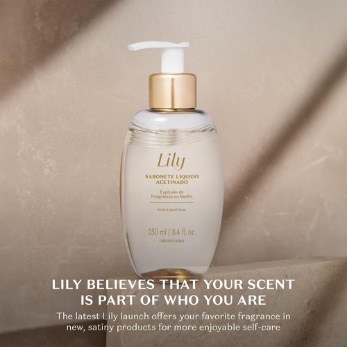 O Boticário Lily Satin Body Wash - Luxurious Bath & Shower Gel for Soft Skin, 8.4 Ounce (250ml)