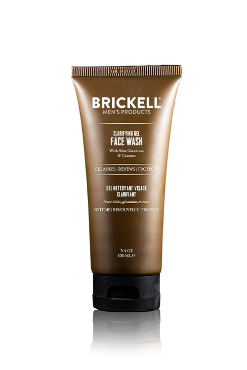 Brickell Men's Clarifying Gel Face Wash - Natural Foaming Daily Cleanser with Geranium & Aloe | 3.4 Oz