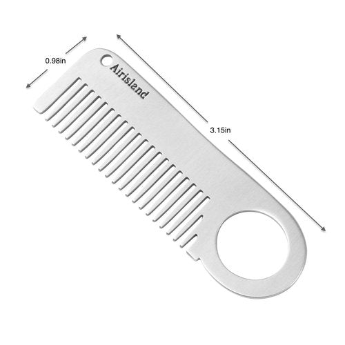Airisland Stainless Steel Keychain Comb Small Pocket Comb Mini Anti-static Beard Mustache Comb 3.15 inches