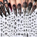 Halloween Black Gothic Nail Stickers - 7 Sheets Self-Adhesive Nail Decals