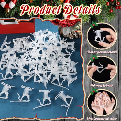 Clear Christmas Light Gutter Clips 100 Pcs - Outdoor & Indoor Light Mounts