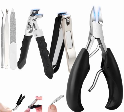 Toenail Clippers for Seniors Thick Toenails, Angled Head Large Toe Nail Clippers Set for Men with Long Handle, Heavy Duty Ingrown Toenail Clippers with Wide Jaw, Fingernail Clipper with Catcher