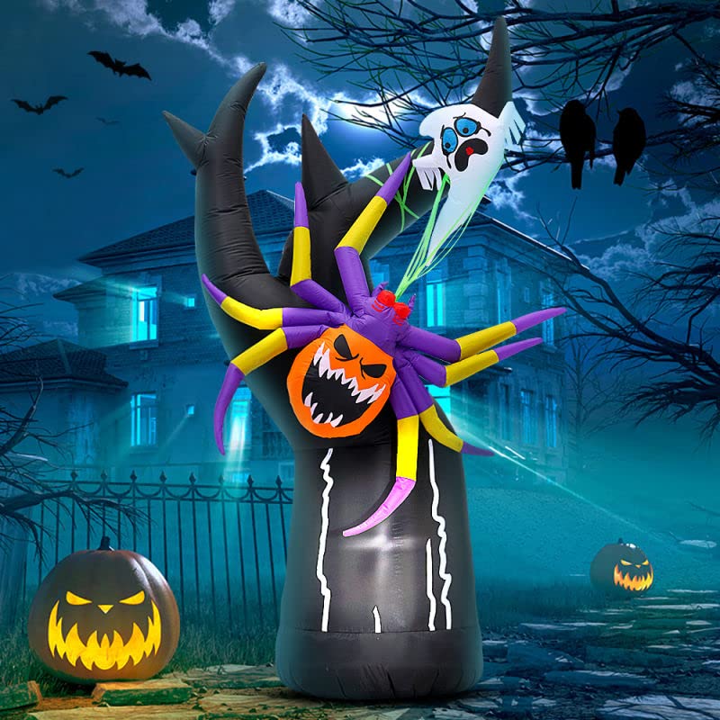 Halloween Inflatable Tree with LED Lights - 8 FT Outdoor Decoration, Black Tree Variant