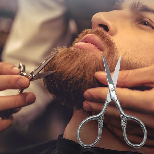 Beard Brush and Comb Set with Mustache Scissors Grooming Kit, Natural Boar Bristle, Dual Action Wood Comb, Dual Side Brush for Men's Facial Hair, Travel Bag