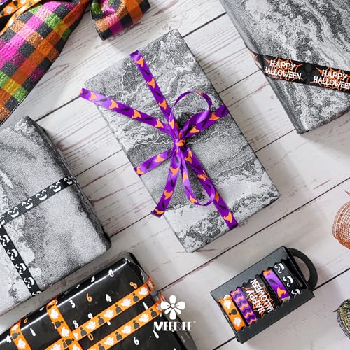 Happy Halloween Ribbon Set - Assorted Halloween Grosgrain & Satin Ribbons, 5 Rolls, 10 Yards