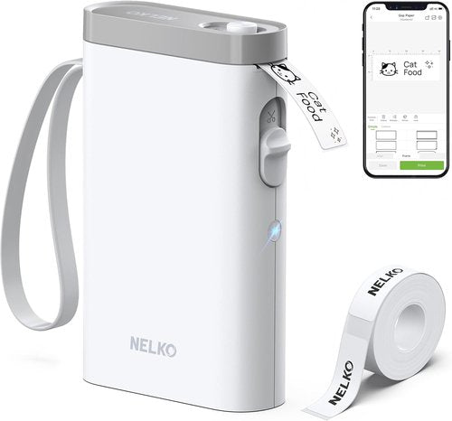Nelko Label Maker - Bluetooth Mini Label Printer with Multiple Templates for Home & Office | White