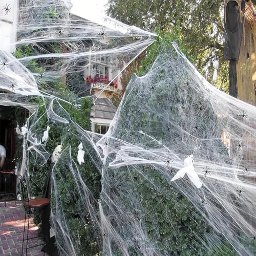 Halloween Spider Web Decorations 1000 Sq Ft with 50 Fake Spiders Indoor Outdoor