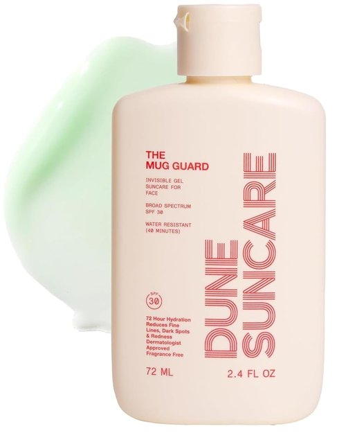 Mug Guard Gel Sunscreen for Face - Lightweight, Water-Resistant SPF 30 | 72-Hour Hydration, Fragrance-Free (2.4 Fl Oz)
