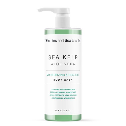 Moisturizing & Healing Body Wash with Sea Kelp & Aloe Vera – Hydrating Cleanser for Dry Skin – Vitamin-Enriched Shower Gel – 33.8 fl oz