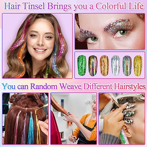 25 Colors Fairy Hair Tinsels Kit - 5000 Glitter Strands for Hair Extensions & Styling