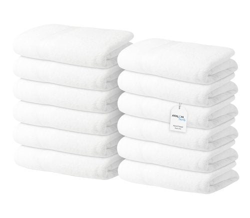 Avalon Towels Luxury Washcloths (Value Pack of 12) – Premium Cotton, Soft & Absorbent Wash Cloths for Body and Face, Hotel and Spa Quality Wash Clothes, Quick Dry and Machine Washable (White)