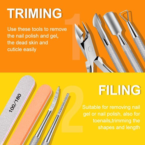 Nail File and Buffer, TsMADDTs Manicure and Pedicure Tool Kit with Files and Buffers Block Set, Polish Buffer, Cuticle Pusher, Cuticle Nipper, Peeler, File Lifters for Toenail,13 pcs Nail Care Kit