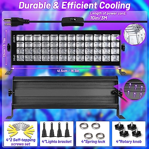 120W Waterproof Black Light for Glow Party Halloween - 2 Pack