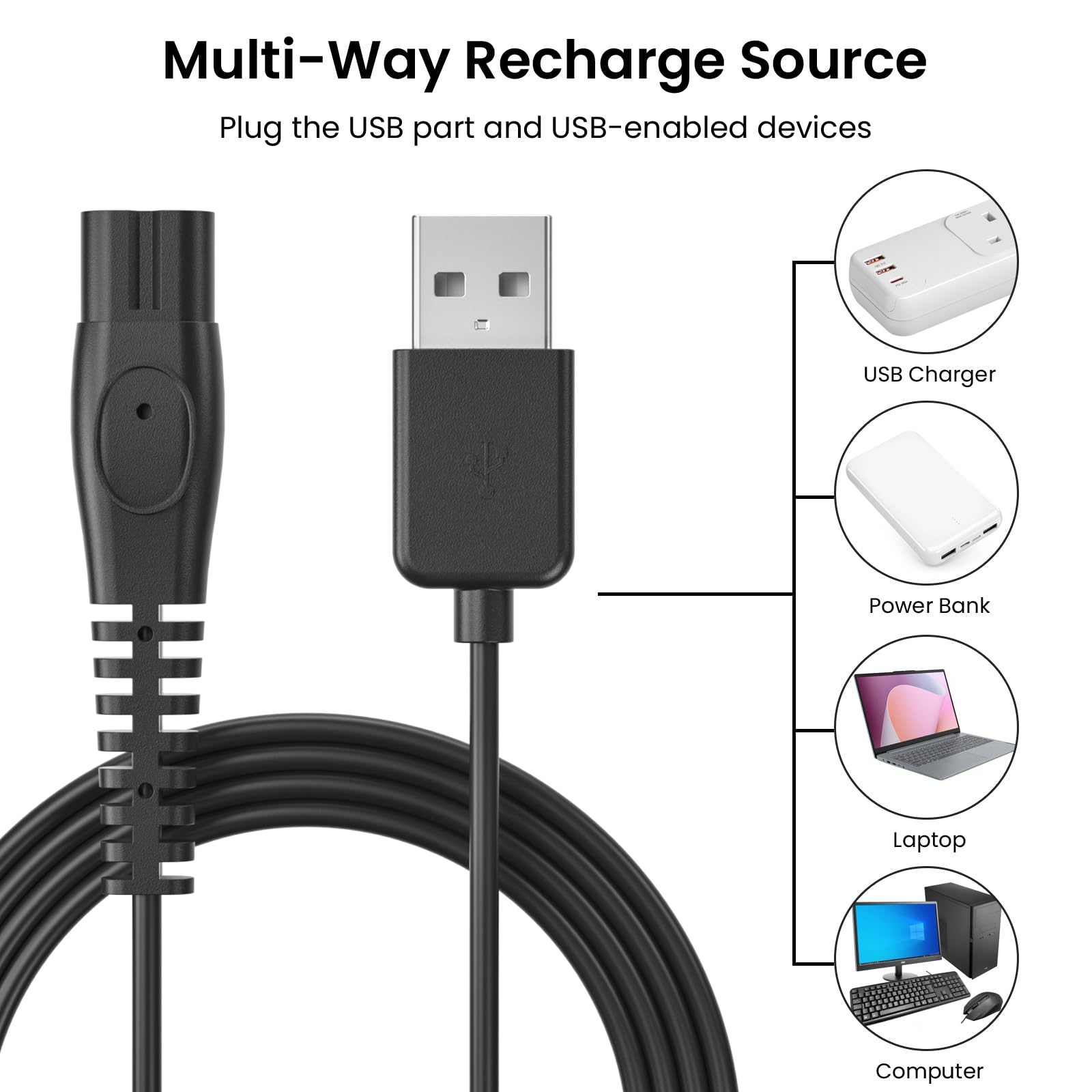 Xxszhy 5V Charger Fit for Philips Norelco One Blade 360 QP2724 QP2834 Trimmer Razor, MG7910 MG9510 MG9520 MG9525 QP4631 QP6542 QP6552 QP4530 QP1924 QP1324 MG5900 MG5910 MG3919 for Phillips Shaver