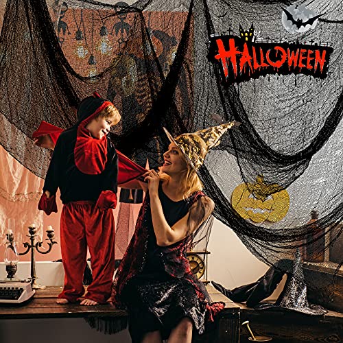 5-Pack Halloween Creepy Cloth Black 30x72 Inch Spooky Decoration Fabric for Indoor Outdoor Use - Pack of 3
