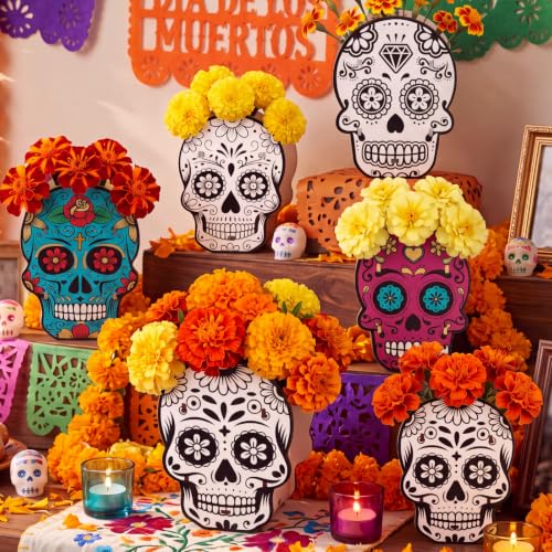 Day of the Dead Skull Decoration Wooden Boxes Set for Altar and Halloween