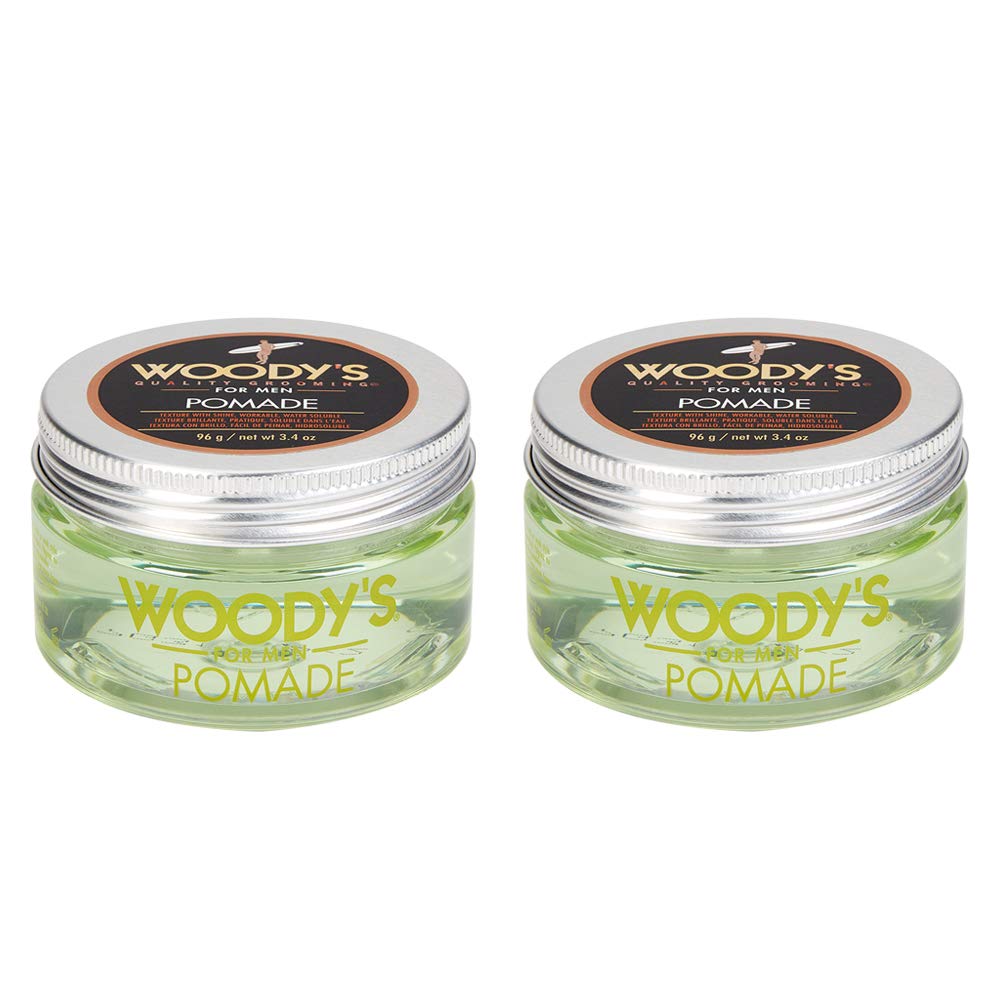 Woody's Pomade for Men - Strong Hold, High Shine Water-Based Hair Styling Cream | 3.4 oz, 2 Pack