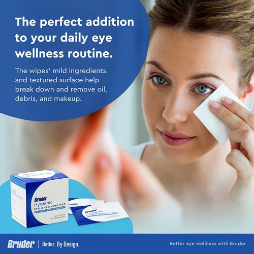 Bruder Hygienic Eyelid Cleansing Wipes (Pack of 2) | Rinse-free Exfoliating Wipes Remove Excess Oil and Debris from Eyelids & Lashes | 30 Count Box