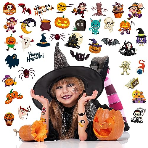 Halloween Temporary Tattoos for Kids - 102 Fun Sticker Sheets, Waterproof & Easy to Remove