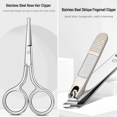 KT-GARY Manicure Set,Professional Nail Care Manicure Pedicure Kit,11 in 1 Stainless Steel Nail Clipper Set Grooming Tool with Exquisite Leather Travel Case for Men&Women