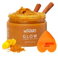 Minimo Glow Turmeric Face Scrub (Lemon Cake) With Heart Applicator - Infused with Turmeric, Manuka Honey, Cinnamon, and Chamomile - Face Scrub for All Skin Types - Achieve Healthy Skin