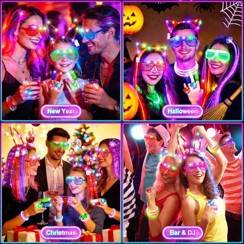 154-Piece Glow in the Dark Party Supplies Set for Kids & Adults - Neon Party Favors & Accessories