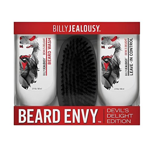 Billy Jealousy Beard Envy Facial Hair Refining Kit - Wash, Control & Boar Bristle Brush for Soft, Tamed Beard