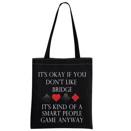 MNIGIU Bridge Canvas Tote Bag - Bridge Lover's Gift Bag - Black