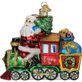 Santa on Locomotive Christmas Ornament Glass Handcrafted Holiday Decoration