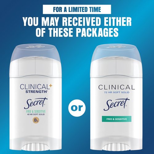 Secret Clinical Strength Soft Solid Sensitive Unscented Deodorant, 1.6 oz (Pack of 3)