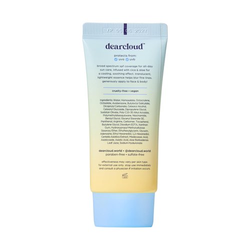 dearcloud Tone Blur Essence Sunscreen SPF 50+ PA++++ – Korean Sunscreen for Face, Primer with Vegan Ingredients (1.69 fl oz)