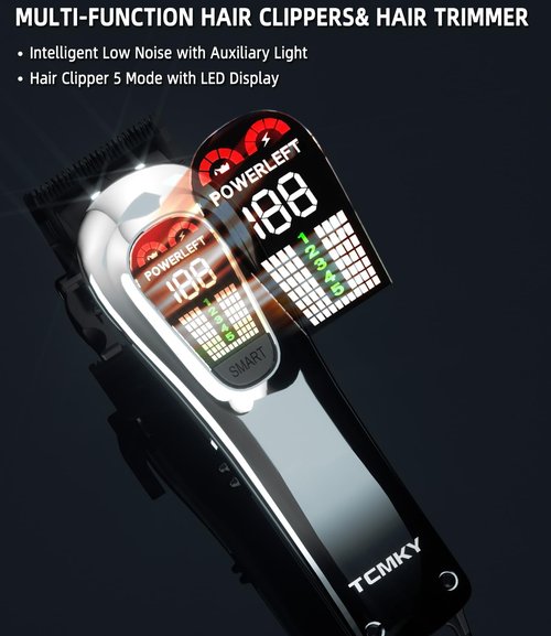 TCMKY Hair Clippers for Men, Professional Clippers and Trimmers Set, Cordless Clippers for Hair Cutting, Beard Trimmer, Barber Clippers, Rechargeable Electric Shaver
