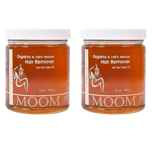 MOOM USDA Organic Sugar Wax Hair Removal for Women & Men – 12 oz Wax (2 Pack), Sugaring Hair Wax with Tea Tree Oil - Body, Leg & Facial wax - Soft Wax for Sensitive Skin (Strips & Sticks Not Included)