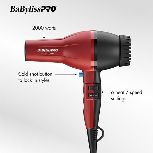 BaBylissPRO Turbo Xtreme Professional Hair Dryer - Fast Drying, Lightweight Design | Black