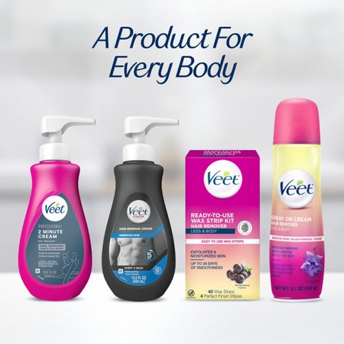 Veet Professional Dermatologically Tested 13.5 Fl Oz. 2 Minute Hair Removal Cream with Spatula for Arms, Underarms, Legs & Full Bikini (2 Pack)